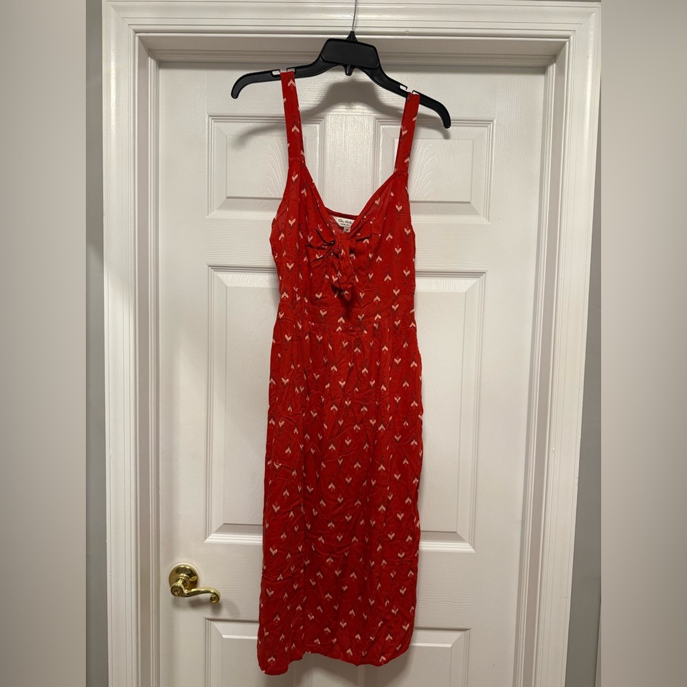 Miss Selfridge Red Midi Dress with White Accents